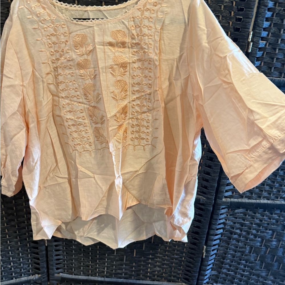 Peach Embroidered Women's Top